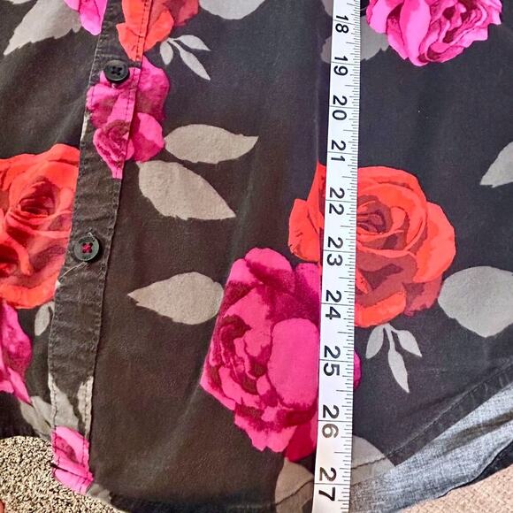 Hollister Hawaiian Floral Roses Vacation Preppy Festival Shirt Medium Stretch - Picture 8 of 9